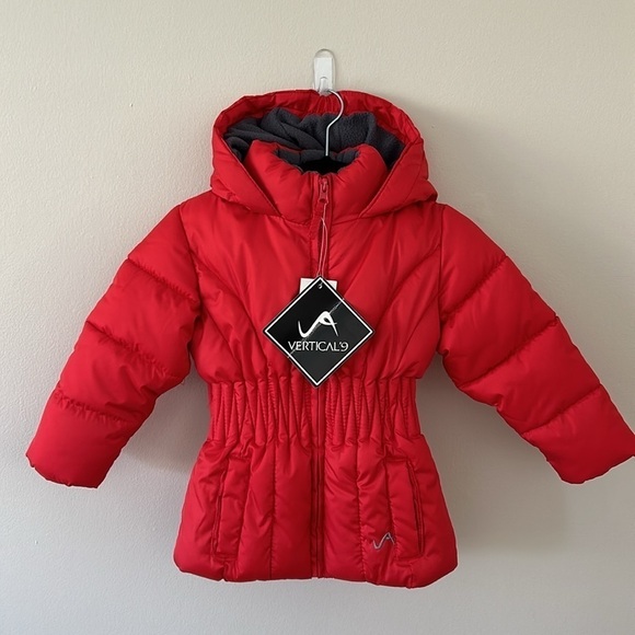 (NWT) Vertical9 Toddler Girl‘s Red Hooded Puffer Jacket, Size: 2T - Picture 4 of 17